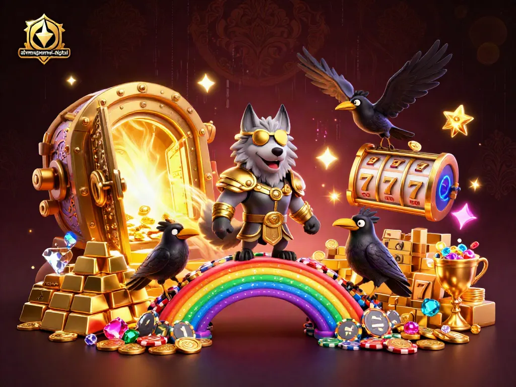Engage with ahimajournal-digital featuring Odin wolf and ravens amidst gambling treasures and slot reels.
