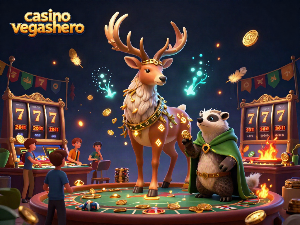 Experience excitement with casino vegashero in a vibrant 3D casino scene featuring engaging games and mystical elements.