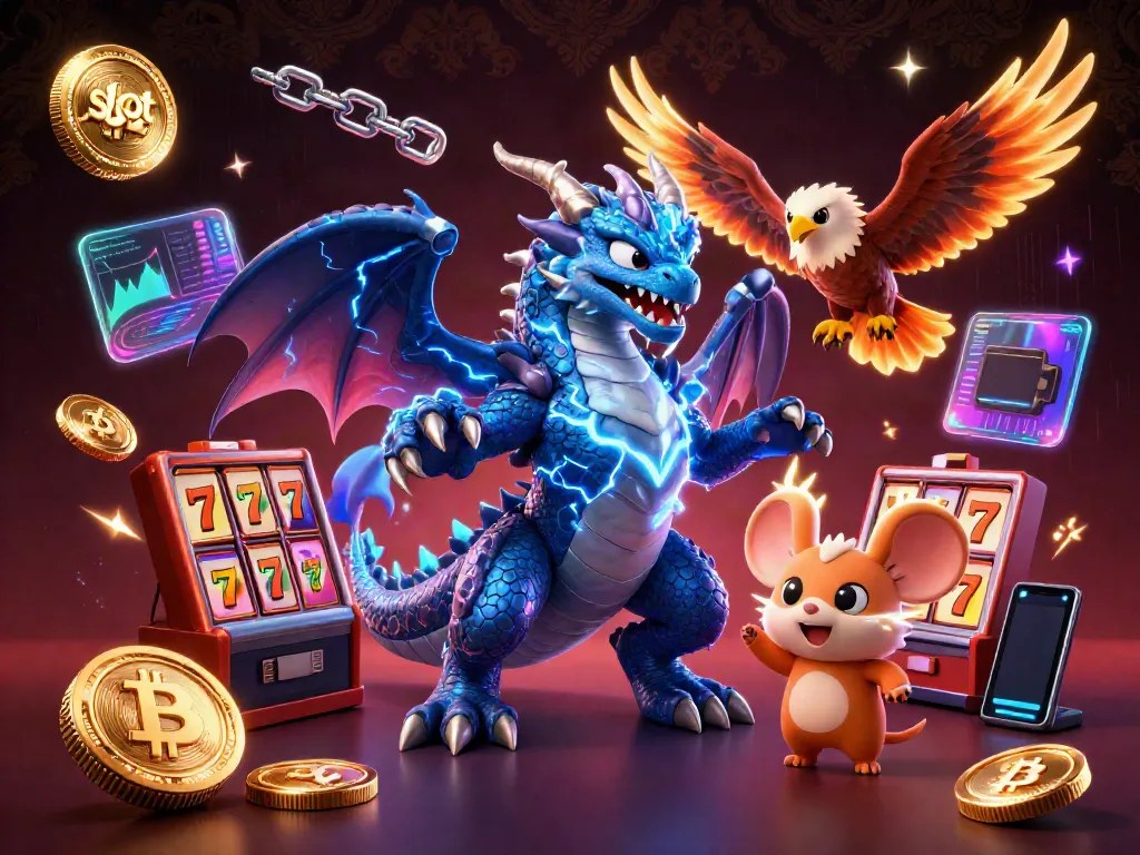 Engaging slot action with a thunder dragon and glowing hawk amidst jackpot elements.