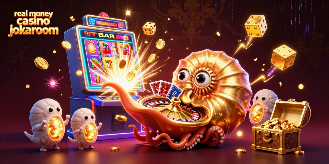 Engage in thrilling gaming at real money casino jokaroom with vibrant visuals of a nautilus roulette and slot jackpot.