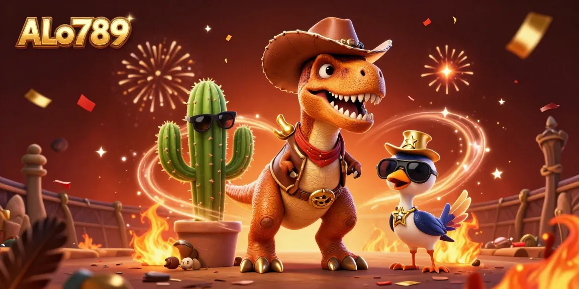Bet on ALo789 as a thrilling T-Rex cowboy and friends compete in an epic cockfight arena.