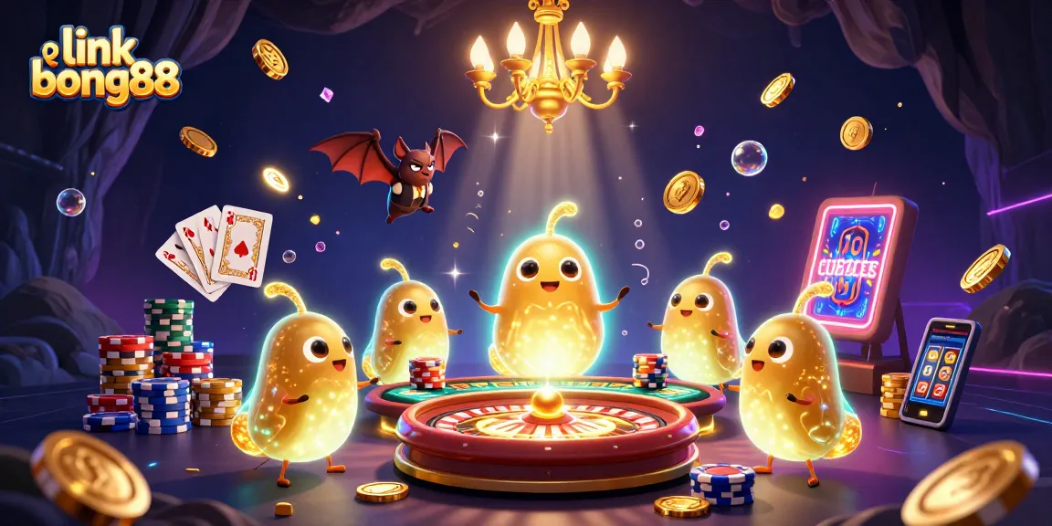 Join the excitement at link bong88 with glowworm characters lighting up a vibrant casino scene.